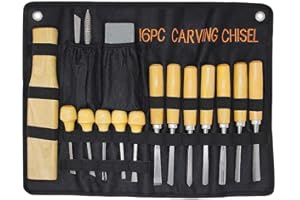 Lulu Home Wood Carving Tools, 16PCS Professional Carving Knife Tool Set for Woodworking Premium Wood Handle with Chisel Gouge Whetstones