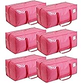VTSVTS 6 Pack Extra Heavy Duty Large Moving Bags with Comfortable Handle & Strong Zipper,Storage Totes for Space Saving Moving Storage College Supplies Alternative to Moving Box,Pink