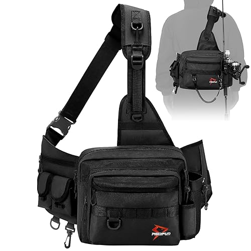 Piscifun Fishing Tackle Bag with Rod Gear Holder, Lightweight