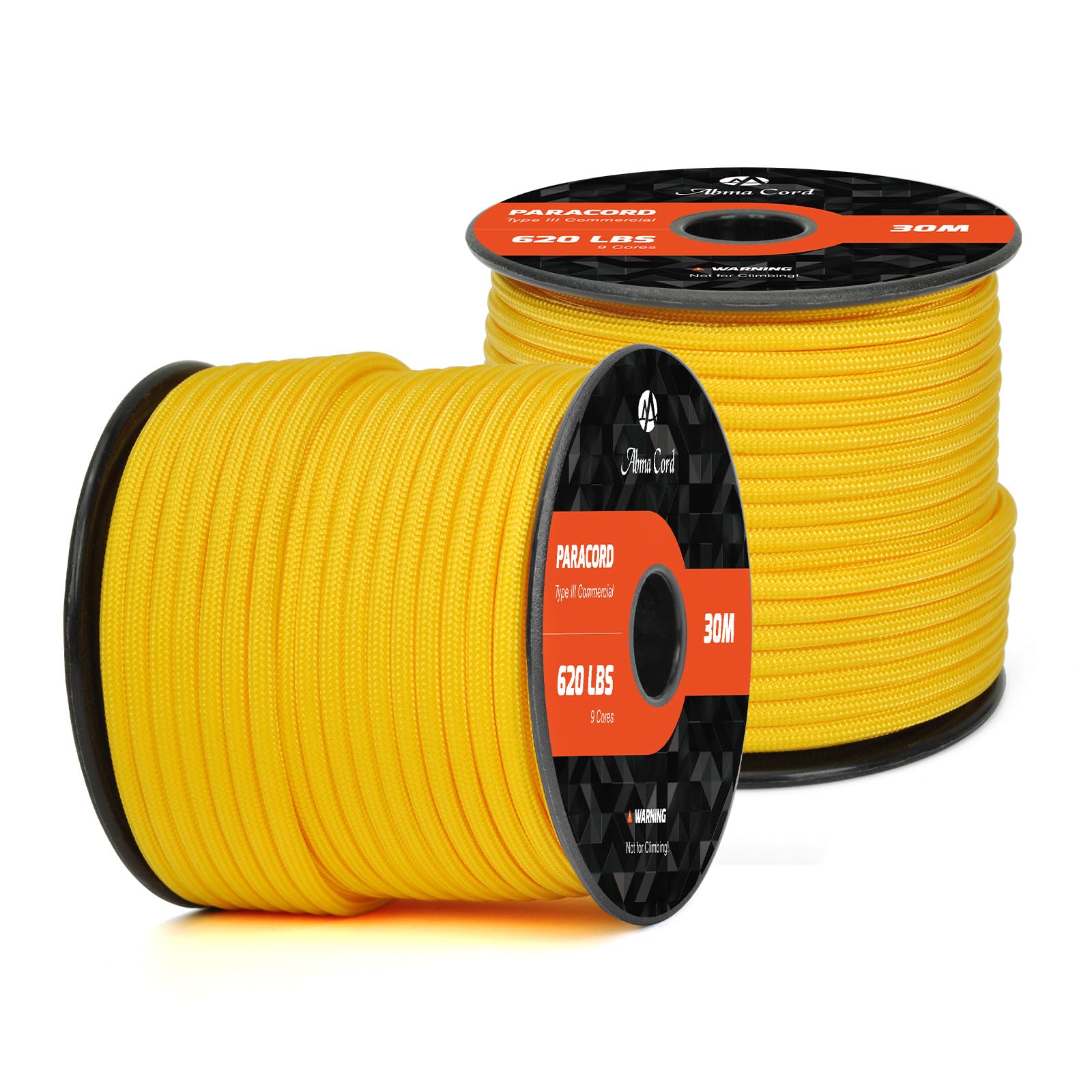 Abma Cord Paracord 620 lbs 4mm 9 Strands 100% Nylon 30M - Yellow