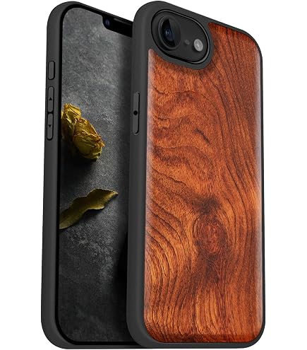 Carveit Funda Magnética De Madera Para IPhone 16e, Grabado Artesanal De Madera Y Carcasa Incrustada Hecha A Mano, Cubierta De TPU A Prueba De Golpes, Compatible Con Cargadores Inalámbricos MagSafe