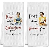 SereneHanctuary Funny Kitchen Towels,Retro Decor for Kitchen,Sarcastic Gifts for Hostess New Home Mom Women Housewarming,16X24 Inches Set of 2
