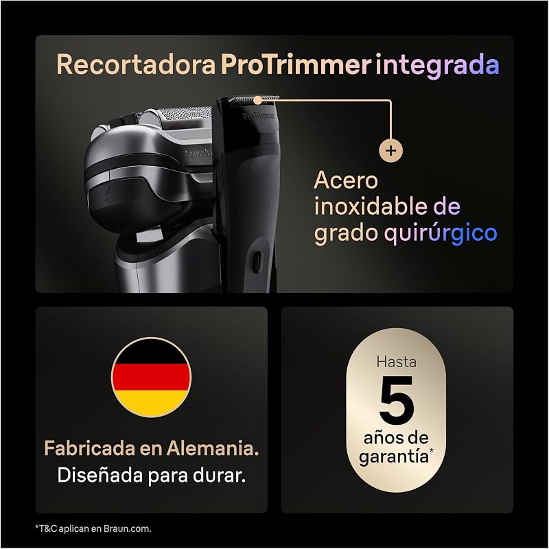 Barbear Elétrico Masculino Série 9 PRO+, barbear seco e molhado com tecnologia 5+1, 60 minutos de uso, 1 cabeça extra, base de carregamento, caixa de viagem, 9617PSI, prata