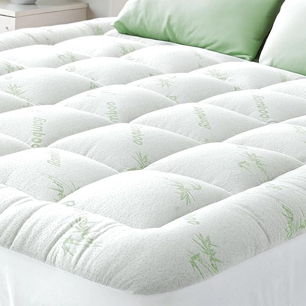 ULTRA SOFT TWIN SIZE MATTRESS TOPPER – VISCOSE MADE FROM BAMBOO PILLOW TOP MATTRESS PAD FOR BACK PAIN RELIEF – NATURALLY COOLING FOR HOT SLEEPERS, GREEN