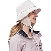 Winter Bucket Hat Winter Thermal Bucket Hat Warm Fleece Lined Women's Waterproof Rain Hat with Ear Flaps