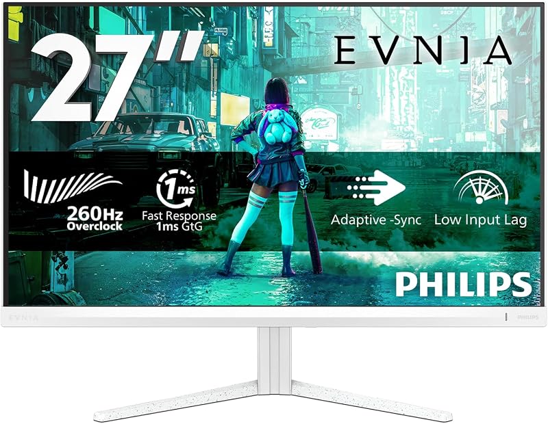Evnia Gaming Monitor 27M2N3201PL 27 pollici 1920x1080, FHD, 260Hz, Fast IPS Panel, 1ms GtG, (HDMI1x 2.0 DP 1x 1.4) HDR10, G-Sync Compatible Bianco