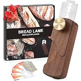 HHZPAEK Magnetic Wooden Bread Lame Dough Scoring Tool,Hand Crafted Sourdough Lame Scoring Tool,Bread Scorer Tool for Homemade Bread Baking,Dough Scoring Bread Knife with 5 Razor Blades
