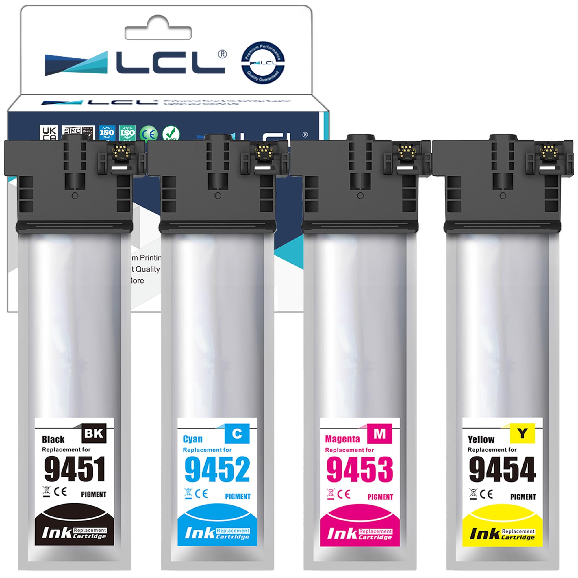 LCL T9451 High Capacity Ink Cartridges Replacement for Epson T9451 T9452 T9453 T9454 for Epson WorkForce Pro WF-C5210 WF-C5210DW WF-C5290 WF-C5290DW WF-C5710 WF-C5710DWF WF-C5790 WF-C5790DWF (4PK)