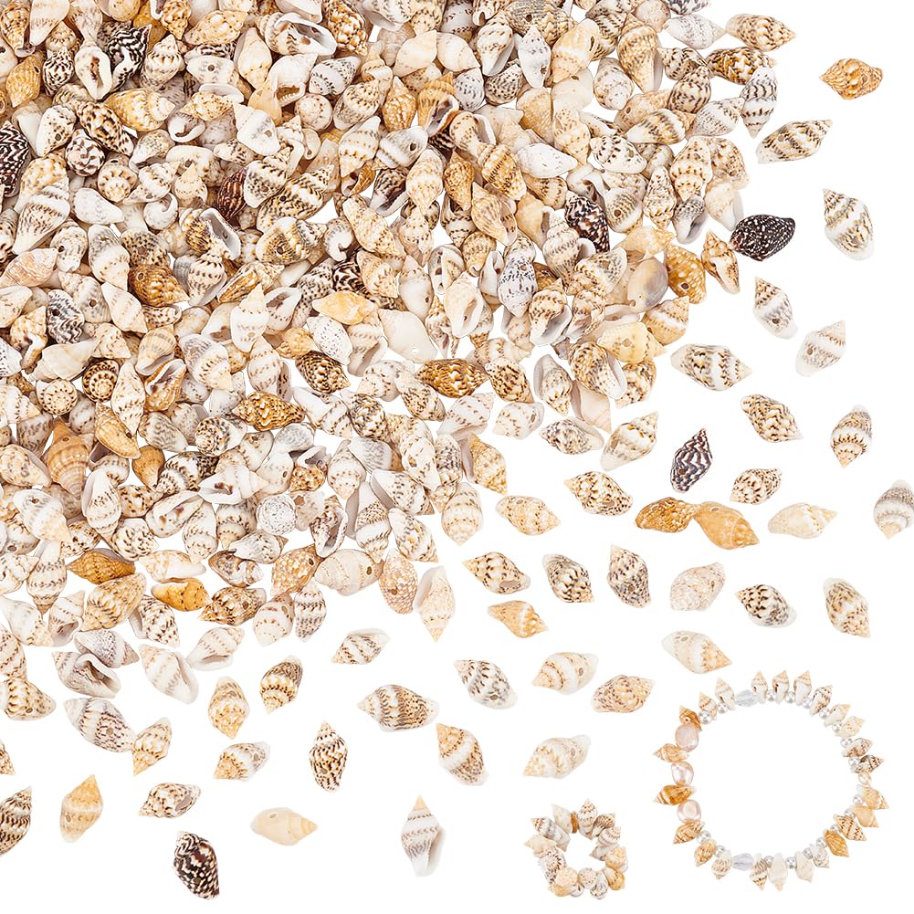 PH PandaHall 540pcs Natural Spiral Sea Shell Beads, 10~15mm Ocean Beach Seashells Drilled Mini Shells Small Shells for Craft DIY Jewellery Making Wedding Home Party Decor Fish Tank Vase Filler, 180g