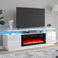 Amazon.com: Breezestival Stand with 36 Electric Fireplace for TVs Up to  80, 70 Modern Wood Texture Entertainment Center with LED Light, 2 Tier Console  Cabinet, Black : Home u0026 Kitchen