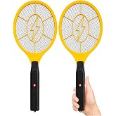 Tridok Electric Fly Swatter, 2 Pack, Handheld Bug Zapper Racket | High Voltage Instant Kill for Mosquito &amp; Insects, Battery Powered Mosquito Zapper for Home, Patio and Camping