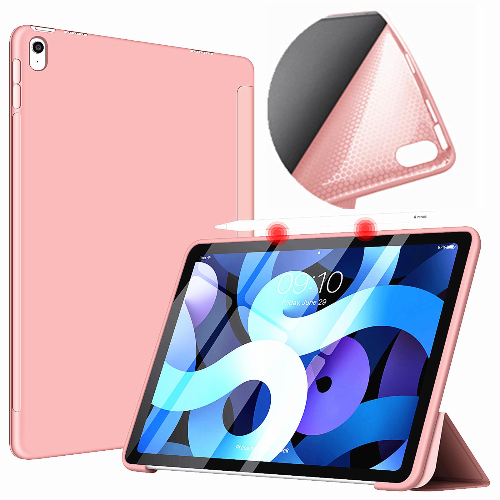 VAGHVEO Case for iPad (A16) 11th Generation 11 Inch 2025 / iPad 10th Gen 10.9 Inch 2022 Slim Trifold Stand Protective Smart Cases - Flexible Soft TPU Back Cover Shell, Auto Wake/Sleep, Rose Gold