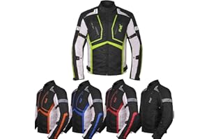 HWK Motorcycle Jacket for Men and Women Scorpion with Cordura Fabric for Enduro Motorbike Riding and Armor Foam Padding for Impact Protection, Dual Sport Motorcycle Jacket - Hi-Vis Green, Large