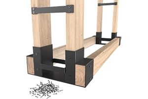 Mr IRONSTONE Firewood Rack Outdoor Indoor, Firewood Rack Brackets Kit Adjustable to Any Length, Heavy Duty Fire Wood Storage Racks with 34 Accessories, Fireplace Wood Holder For Patio Deck