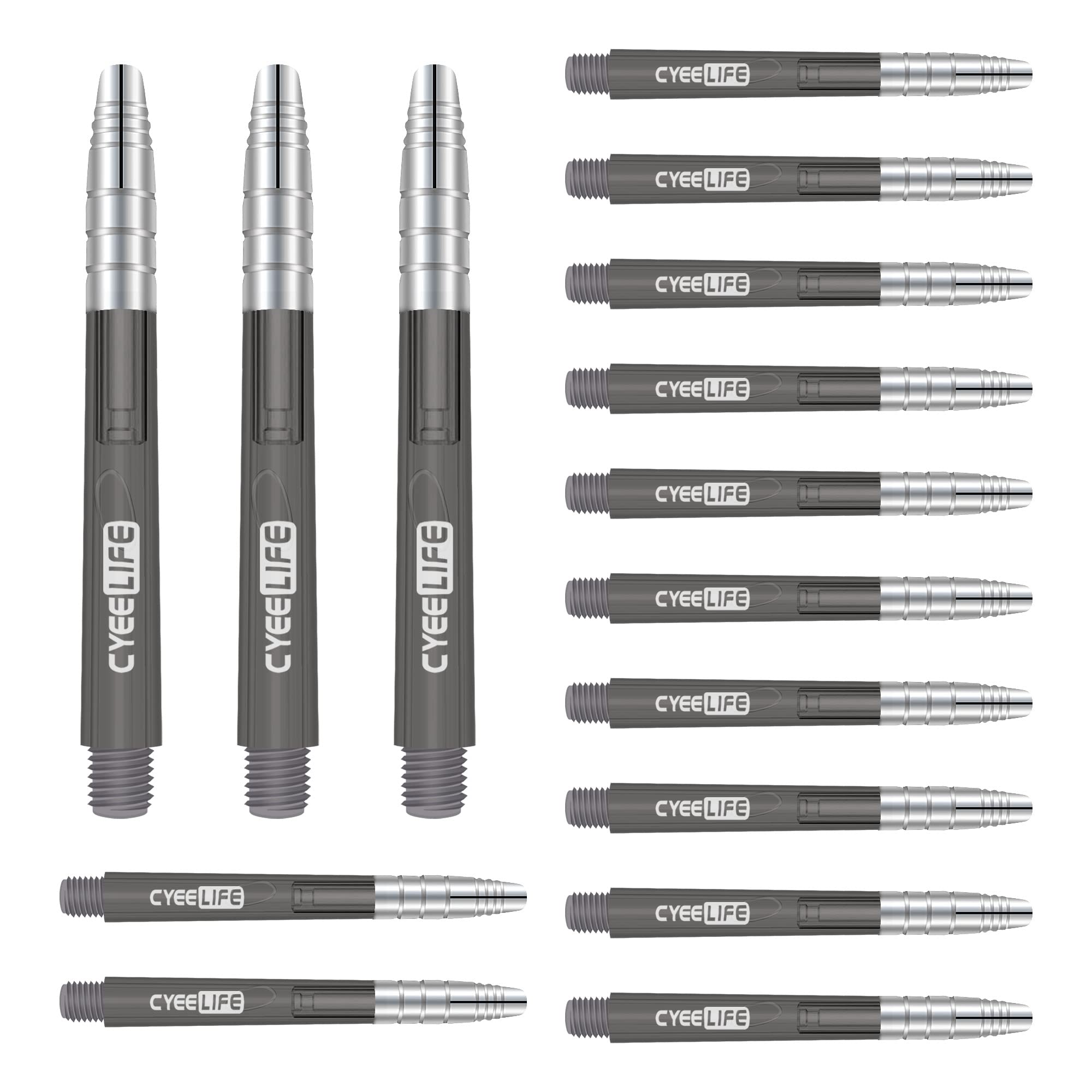 CyeeLife Transparent Alunium-Plastic Dart Shafts 15pcs 48mm Black Transparent