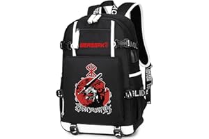 Zeayury Anime Berserk Laptop Backpack With USB Port Large Oxford Bookbag Cartoon Shouler Bags Men Black Travel Daypack