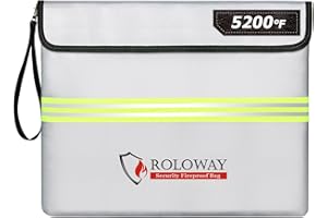 ROLOWAY Fireproof Document Bag (14 x 11 inch) with 5200℉ Upgraded Aluminum Foil Layer, Fireproof Bag for Documents with Reflective Strip and Zipper (Silver)