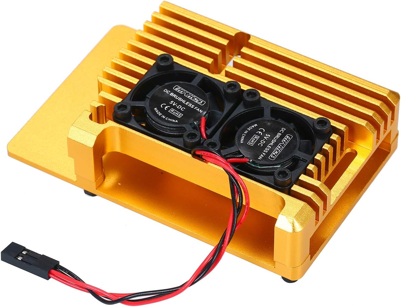 Cigovd Raspberry Pi 4 Armor Case Dual Cooling Fan Enclosure Aluminum Alloy Case with Heatsink Pillar Compatible with Raspberry Pi 4 Model B