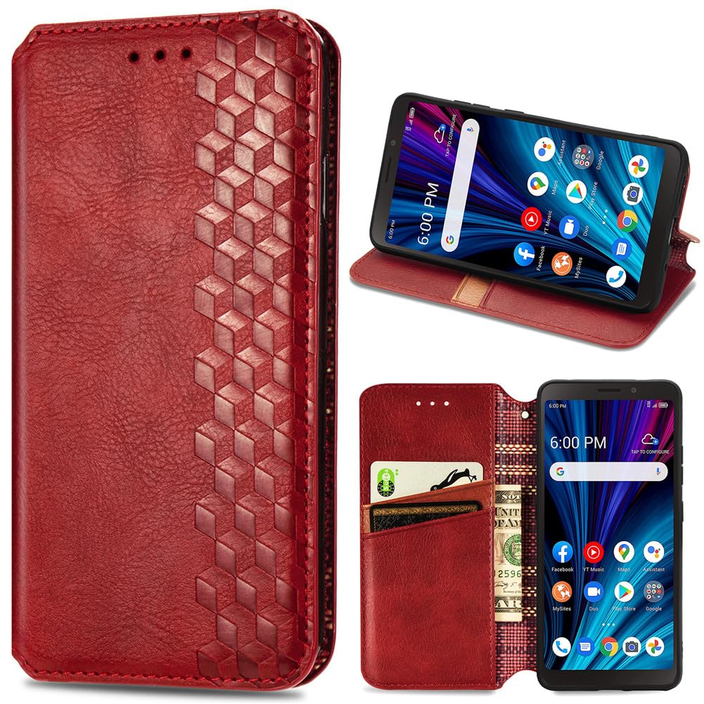 BAILI Wallet Case for Motorola Moto G54 5G [Kickstand/Magnetic Closure/Card Slot] Plaid Cover for Motorola Moto G54 5G-01