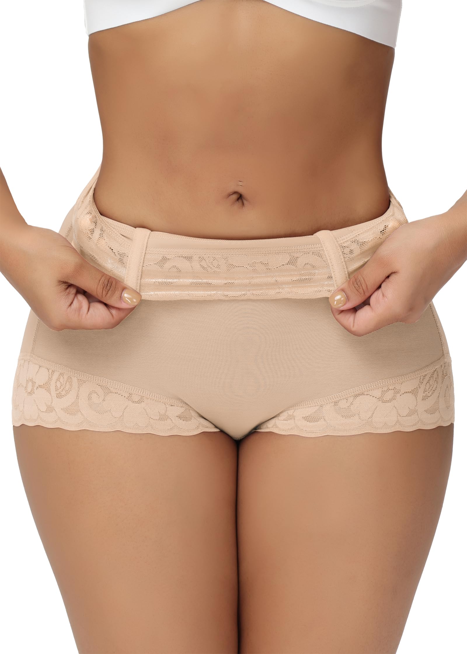 Photo 1 of SHAPSHE Butt Lifter Panties Tummy Control Seamless Shapewear Underwear Tummy Tuck Faja Shorts Compression Waist Shaper Under Shorts for Dresses Belly Button Shaper Postpartum Girdle Beige M
