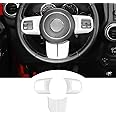 JeCar Interior Steering Wheel Decoration Trim Kits For Jeep Wrangler 2011-2017 JK & Unlimited/Patriot Compass 2011-2016 & Grand Cherokee 2011-2013, White