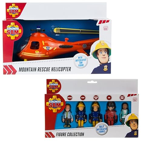 Feuerwehrmann Sam Bergrettung Hubschrauber & 5 Abbildung Articulated Set