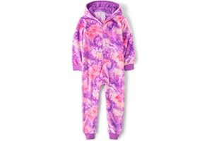 The Children's Place Girls' Long Sleeve Fleece Zip Up One Piece Pajama