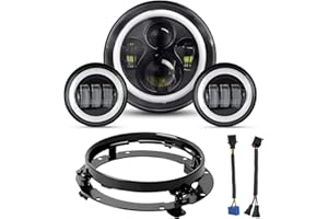 YEEGO DIRECT 7 inch Motorcycle LED Headlight 4.5 inch Fog Passing Lights Compatible with Road King Ultra Classic Electra Street Glide Tri Cvo Heritage Softail Slim Deluxe Fatboy, DOT Approved(Black)