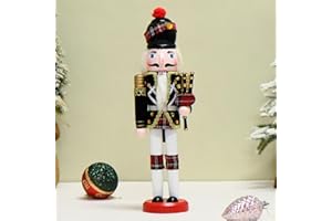 Happy L Nutcracker Christmas Decorations, 12 Inch Traditional Wooden Nutcrackers King Soldier, Festive Xmas Decor for Shelves and Tables (Bagpipe)