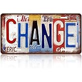 TREEPERI Vintage License plate Change Wall Decor Metal Sign Tin Signs for Bar Home Bedroom Garage