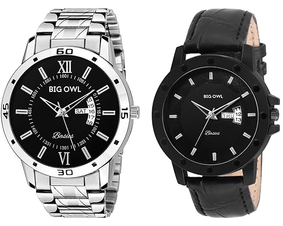 Bigowl Wrist Watch Couple Combo for Men and Women