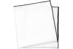 BELLUNO White Pocket Square with Embroidered Color Edge