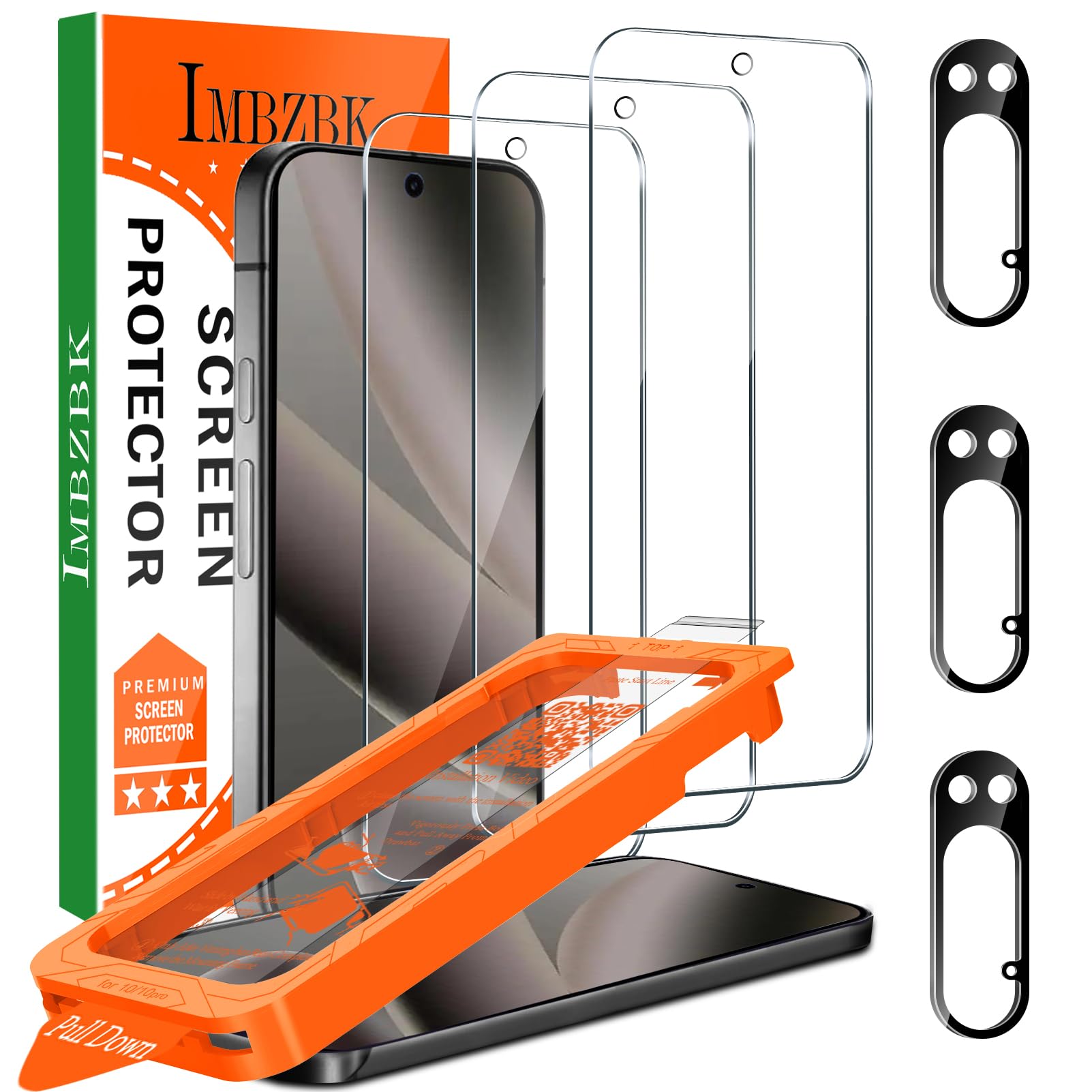 Photo 1 of IMBZBK [Auto-Dust Removal] 3 Pack Screen Protector for Google Pixel 10 Pro [Phone Case Friendly], 3 Tempered Glass Camera Lens Protector Accessories, Military Grade Shatterproof