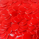 MR CHIPS Plastic Bingo Chips for Games 150 Count Bag - Solid and Transparent Colors Counting Red 3/4 Inch