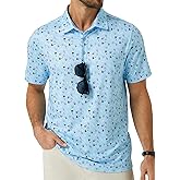 Hardaddy Men's Moisture Wicking Polo Shirts Printed Dry Fit Short Sleeve Collared Golf Shirt