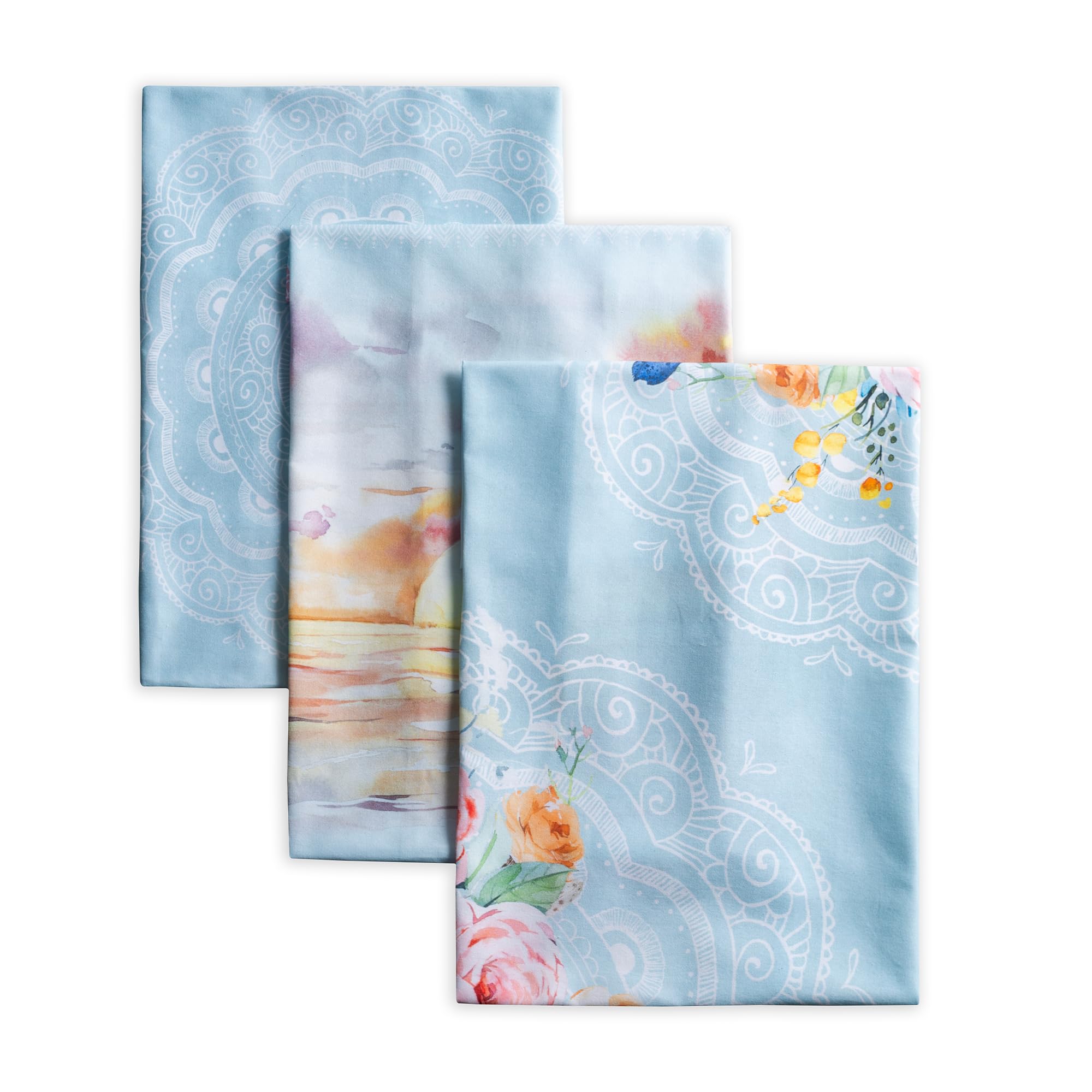 Maison d' Hermine Kitchen Towels Set of 3 100% Cotton 70 CM x 50 CM Reusable Cloth Tea Dish Towels Absorbent with Hanging Loop for Kitchen Dining Gifts for Mothers Day (Ibiza - Beige)