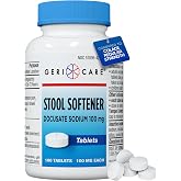 GeriCare Docusate Sodium Stool Softeners | Compared to Colace Regular Strength | Ideal for Constipation Relief,100mg Crushable Tablets. Dye Free (100 Count) Made in The USA.
