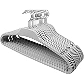SOULNAMAN Plastic Hangers,20 Pack Rubber Coated Hanger, Clothes Hanger with Non-Slip Grip,17'' Length Standard Coat Hangers, Coat, Pants,Wide Shoulder Pants Hanger,Grey
