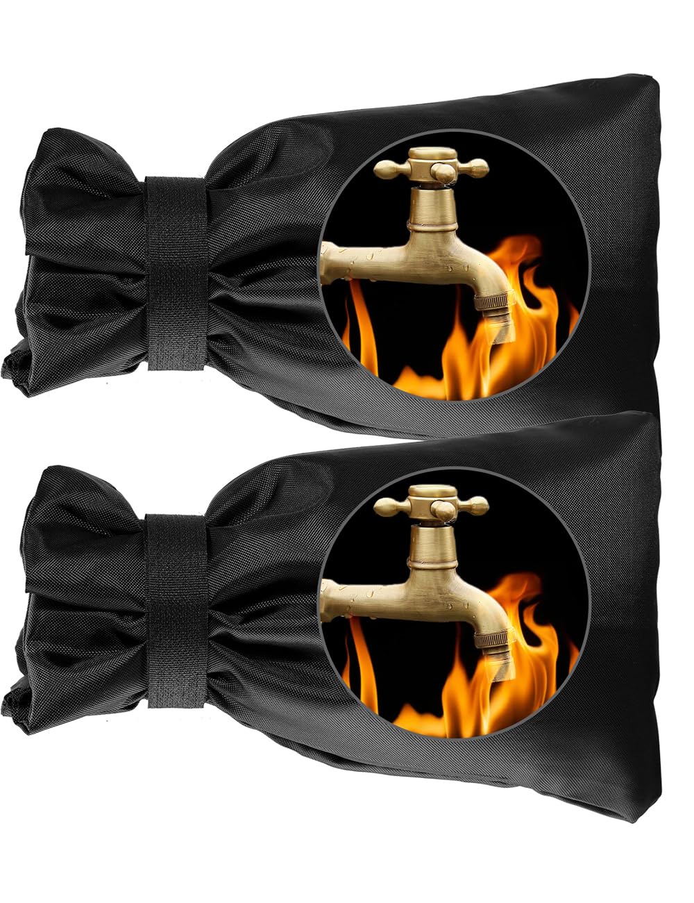 wohohoho 2pcs Black Outside Tap Covers for Winter, Large Outdoor Tap Cover Insulated Protector, Waterproof Thickened Thermal Tap Jacket Protects Your Tap from Freezing Bursting