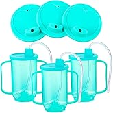 Sliner 3 Pcs Adult Sippy Cups With Long Straw For Elderly, 12 Oz Adaptive Spill Proof Cups With 2 Handles And Straw Lid For Adults Liquid Feeding Disabled Hospital Patients Convalescent
