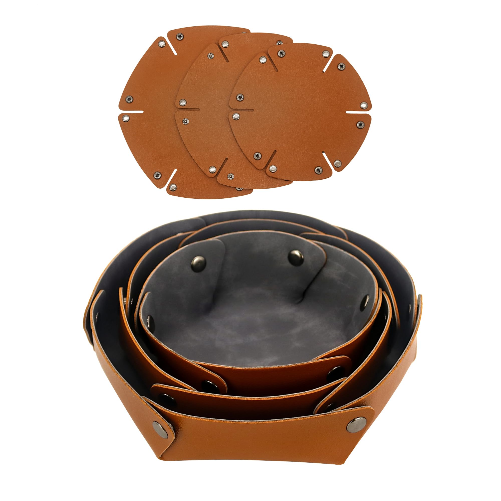 GraduationMall 3 Pieces Valet Tray PU Storage Tray Organiser,Portable Catchall Tray Bedside Vanity Tray for Jewelry Keys Wallet Watches Coins