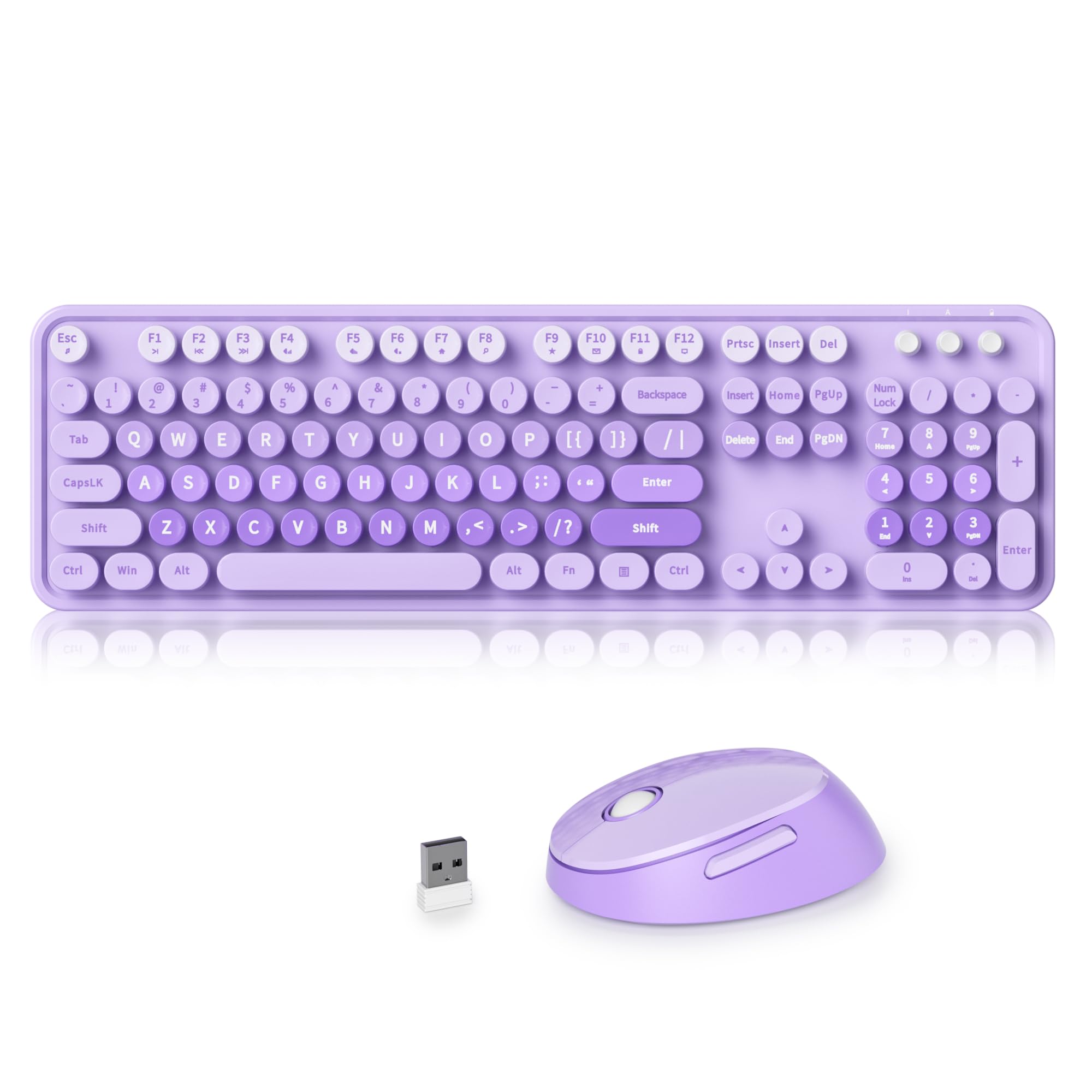 Photo 1 of Ussixchare Purple Keyboard and Mouse, Cute Wireless Keyboard and Mouse Combo, Full Size Typewriter Keyboard with Number Pad, Colorful Keyboard for Pc Laptop(Purple Colorful)