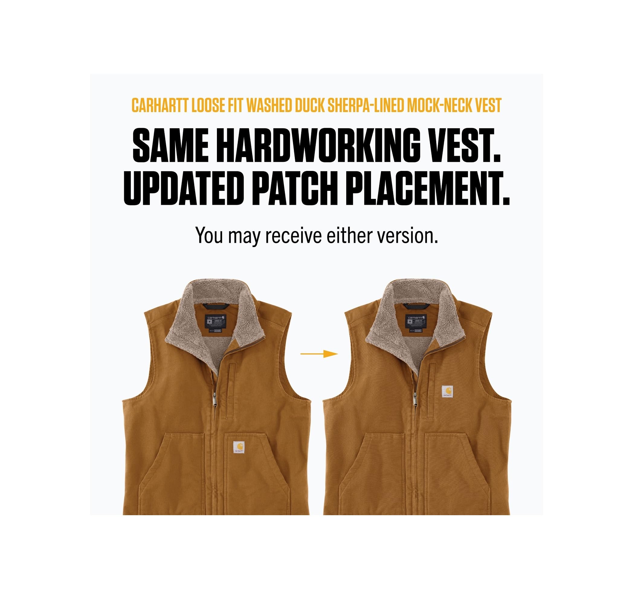 Carhartt Men's Loose Fit Washed Duck Sherpa-Lined Mock-Neck Vest