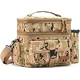 Tactical Lunch Bag for Men Expandable Double Deck Insulated Lunch Box Leakproof Large Capacity Thermal Cooler Bag with MOLLE Water Bottle Pouch for Adults for Work Picnic Camping（Camouflage）