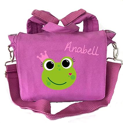 2in1 Kindergartenrucksack mit Namen | personalisiert & Bedruckt | Motiv Frosch-königin Krone rosa| Kindergartentasche Rucksac