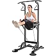VIVOHOME Height Adjustable Multi-Function Power Tower with Backrest Workout Dip Station Pull Up Bar Stand Fitness Strength Training Exercise Equipment for Home Gym 330LBS