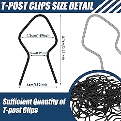 Hicarer 200 Pcs T Post Clips Metal Wire Fence Clips