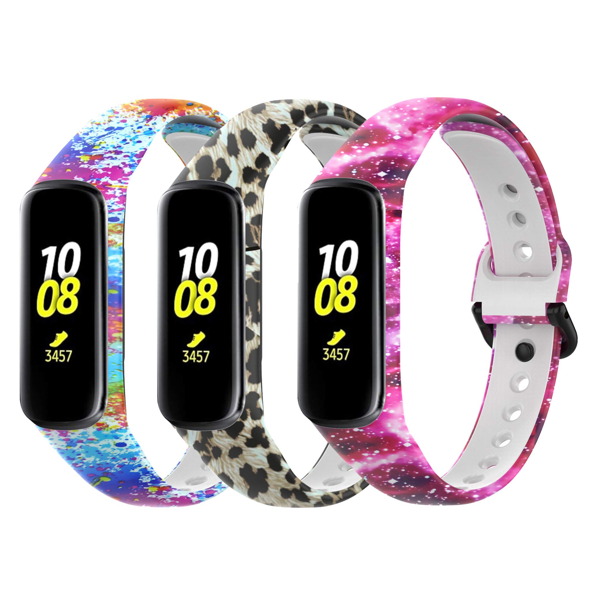 TenCloud Straps Compatible with Samsung Galaxy Fit 2 Strap, Replacement Soft Silicone Wristband Band Floral Pattern Armbands for Galaxy Fit2 SM-R220 Fitness Tracker (3B)