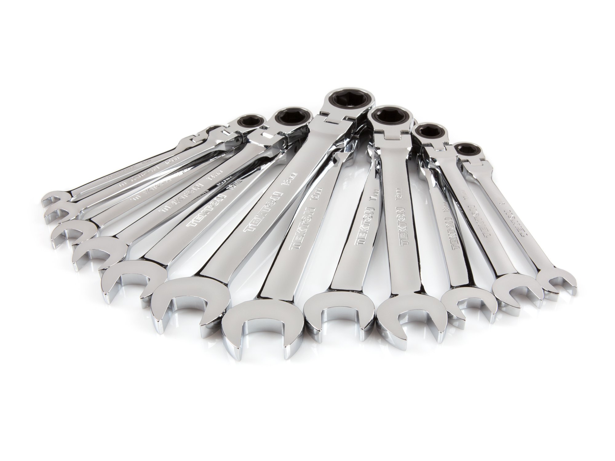 TEKTON WRN57170 FlexHead Ratcheting Combination Wrench Set with Store