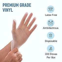 Dre Health Medium Clear Vinyl Medical Exam Gloves